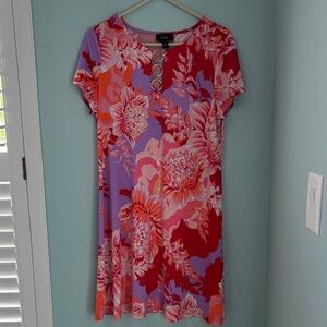 MSK Red and Purple Floral Dress